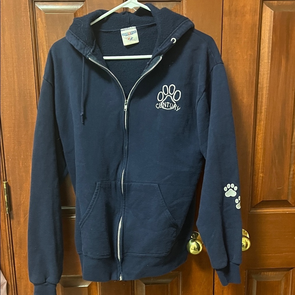 Jerzees Navy Blue Hoodie with Paw Print